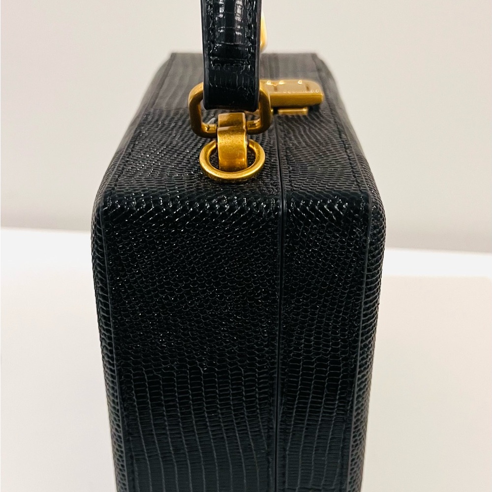 Brandon Blackwood Kendrick Trunk bag in Black lizard-embossed leather. - Picture 7 of 9